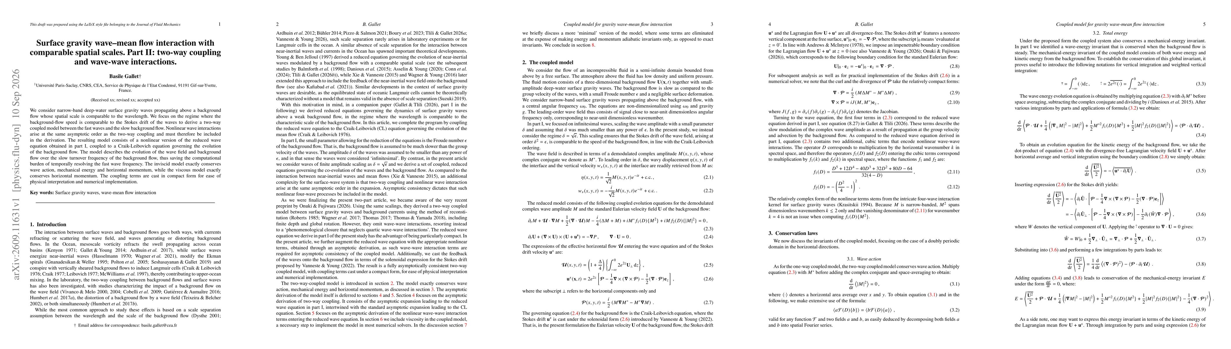 Thumbnail for Surface gravity wave-mean flow interaction with comparable spatial scales. Part II: two-way coupling and wave-wave interactions