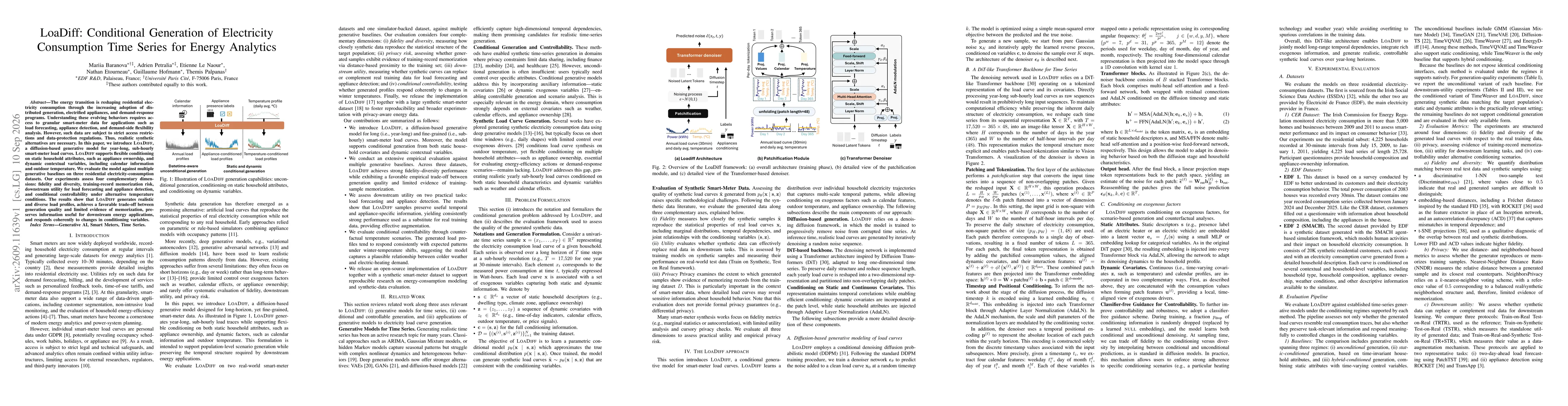 Thumbnail for LoaDiff: Conditional Generation of Electricity Consumption Time Series for Energy Analytics