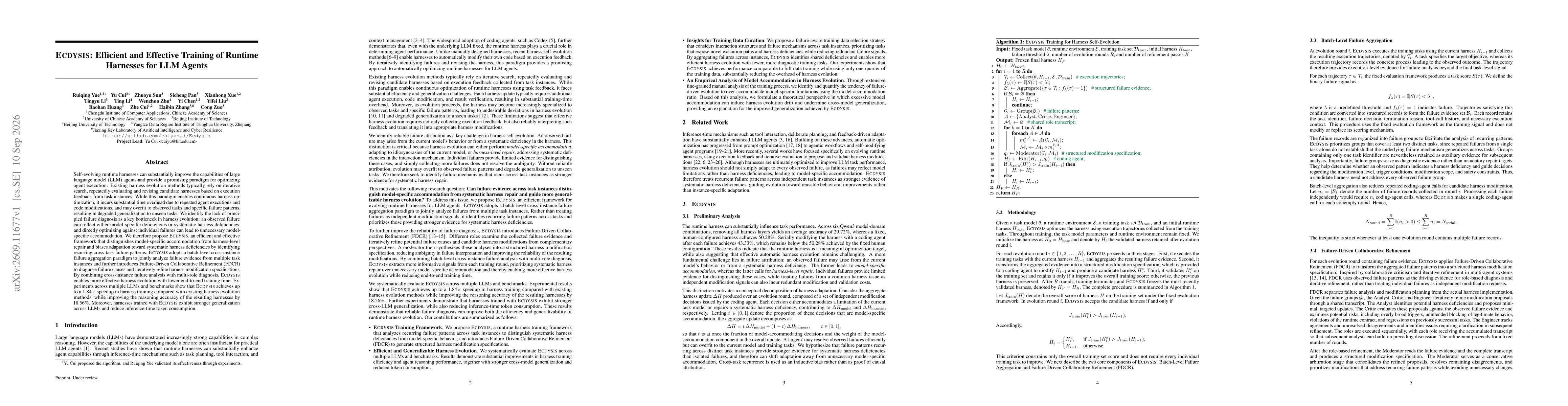 Thumbnail for Ecdysis: Efficient and Effective Training of Runtime Harnesses for LLM Agents
