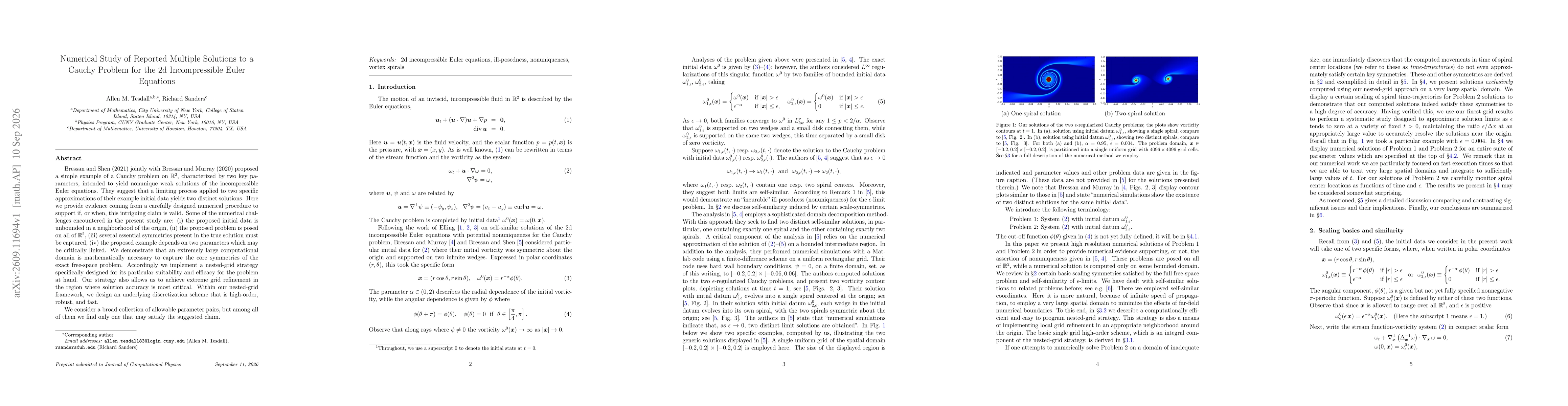 Thumbnail for Numerical Study of Reported Multiple Solutions to a Cauchy Problem for the 2d Incompressible Euler Equations