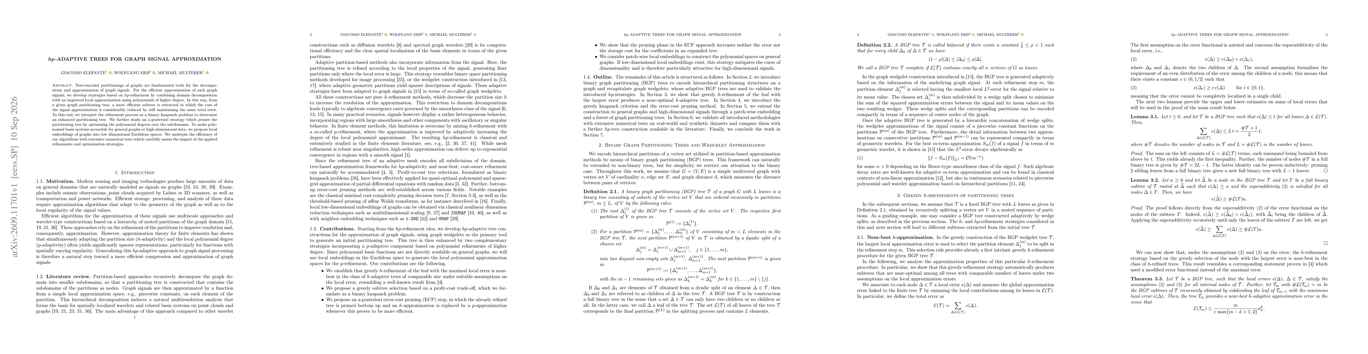 Thumbnail for $hp$-adaptive trees for graph signal approximation