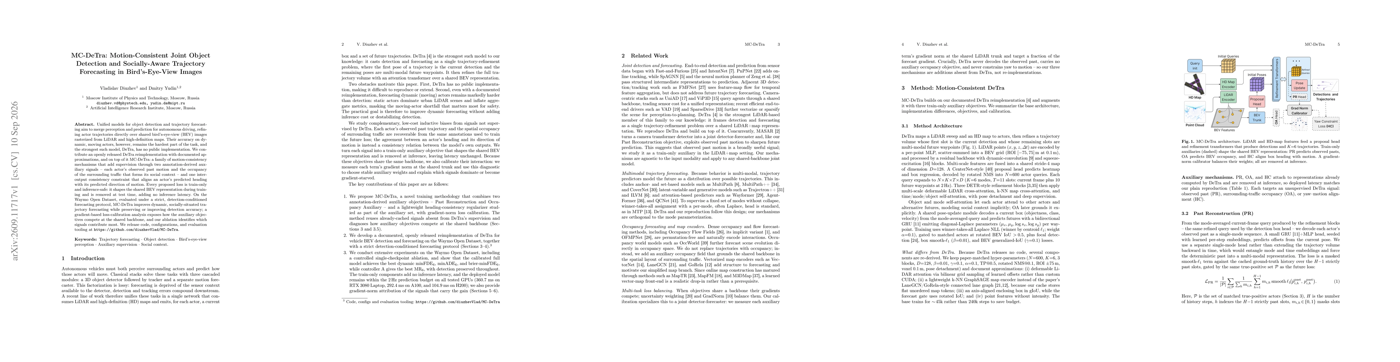 Thumbnail for MC-DeTra: Motion-Consistent Joint Object Detection and Socially-Aware Trajectory Forecasting in Bird's-Eye-View Images