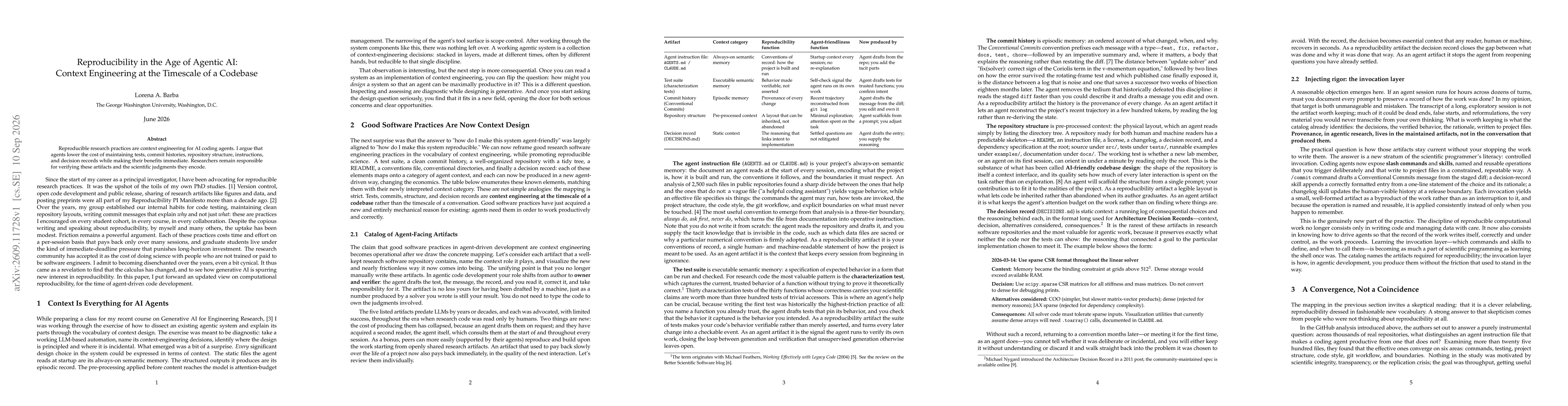 Thumbnail for Reproducibility in the Age of Agentic AI: Context Engineering at the Timescale of a Codebase