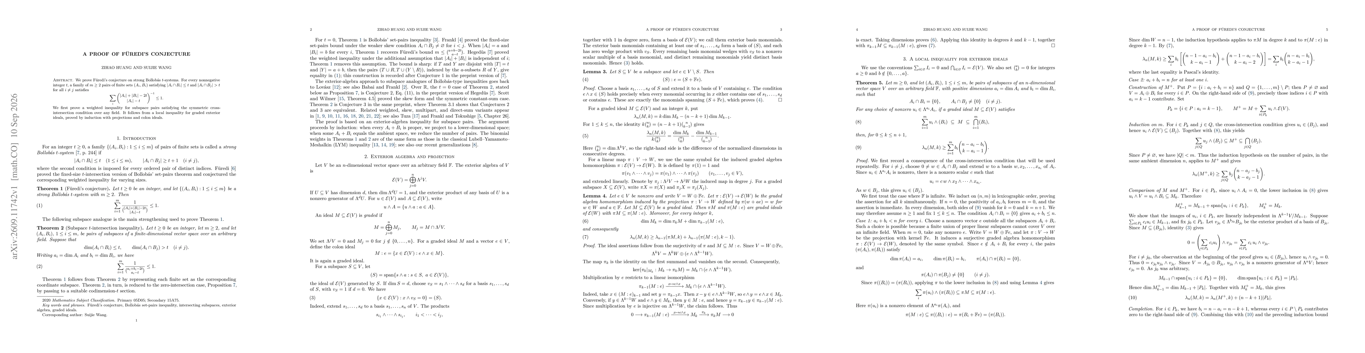 Thumbnail for A Proof of Füredi's Conjecture