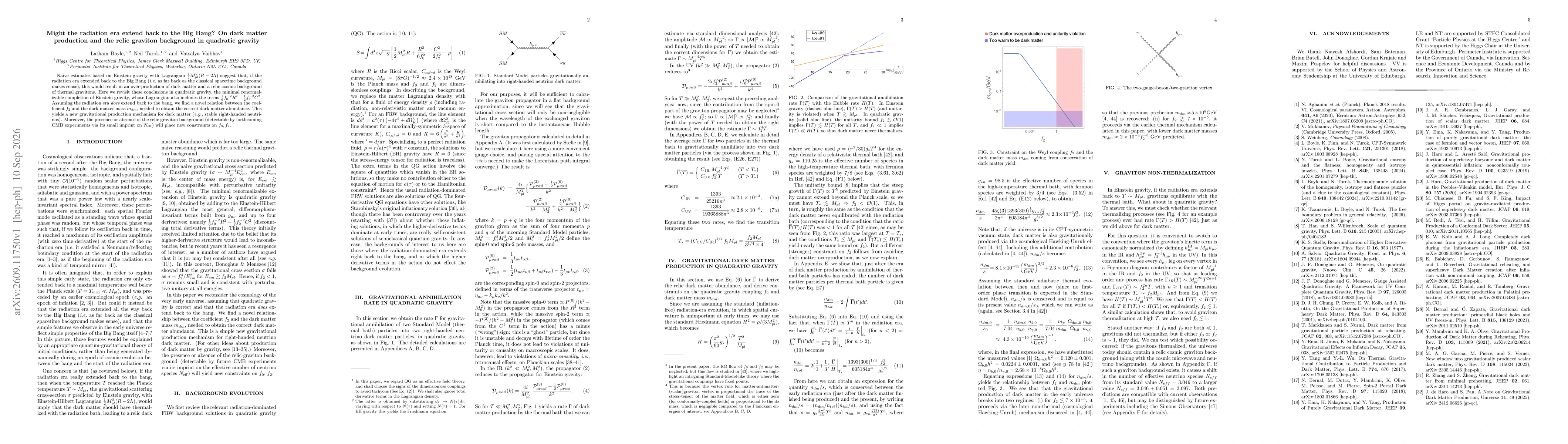 Thumbnail for Might the radiation era extend back to the Big Bang? On dark matter production and the relic graviton background in quadratic gravity