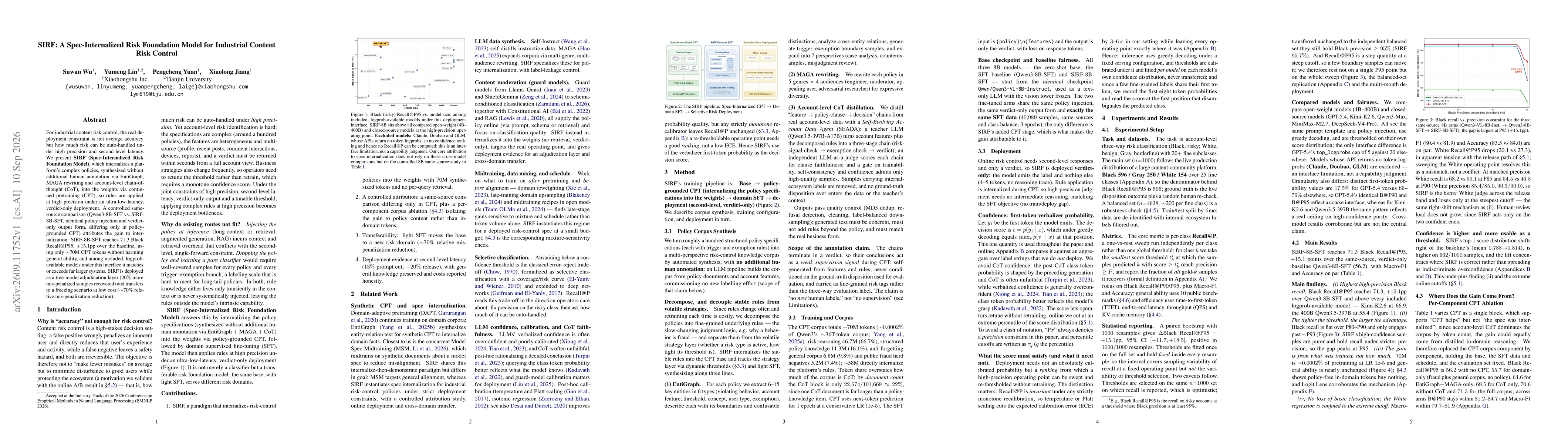 Thumbnail for SIRF: A Spec-Internalized Risk Foundation Model for Industrial Content Risk Control