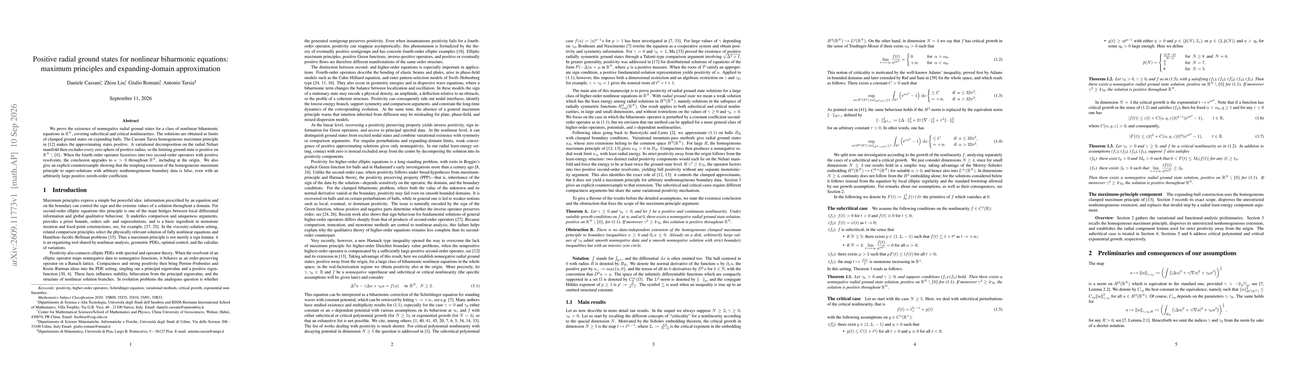 Thumbnail for Positive radial ground states for nonlinear biharmonic equations: maximum principles and expanding-domain approximation