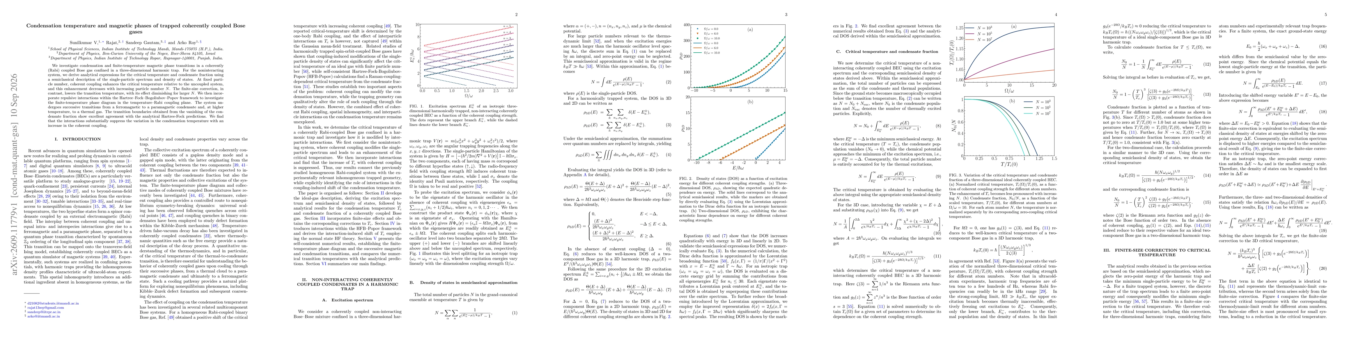 Thumbnail for Condensation temperature and magnetic phases of trapped coherently coupled Bose gases