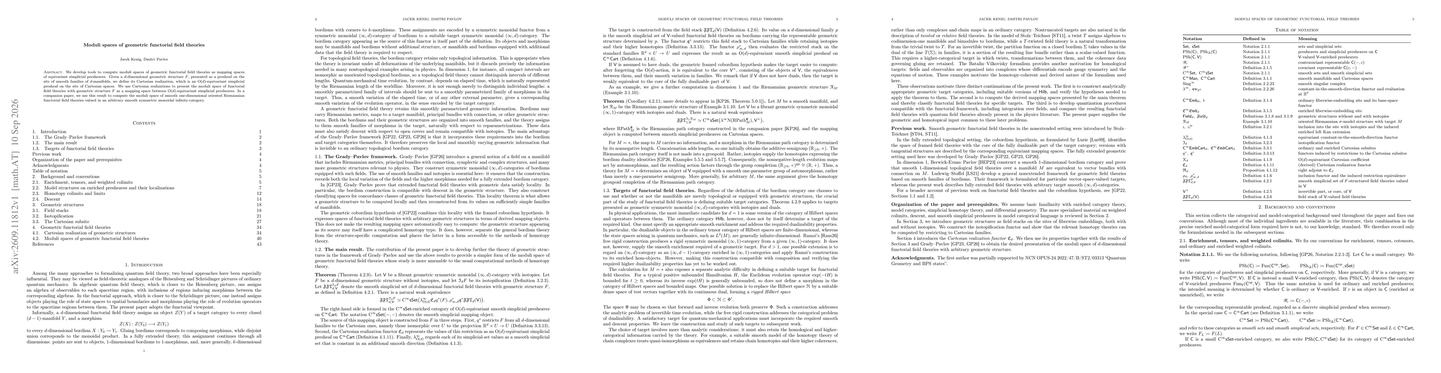 Thumbnail for Moduli spaces of geometric functorial field theories