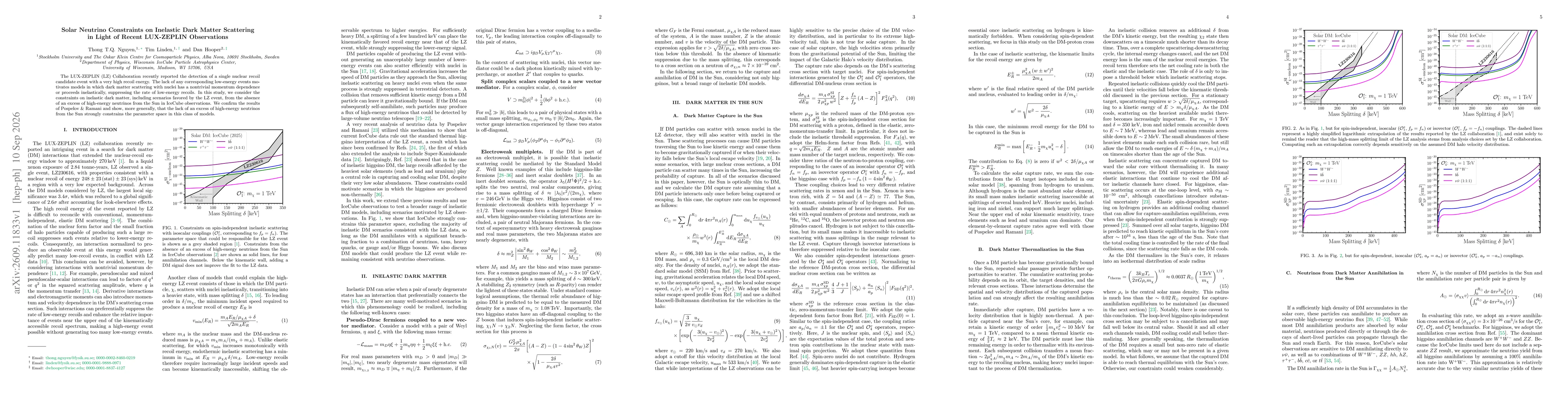 Thumbnail for Solar Neutrino Constraints on Inelastic Dark Matter Scattering in Light of Recent LUX-ZEPLIN Observations