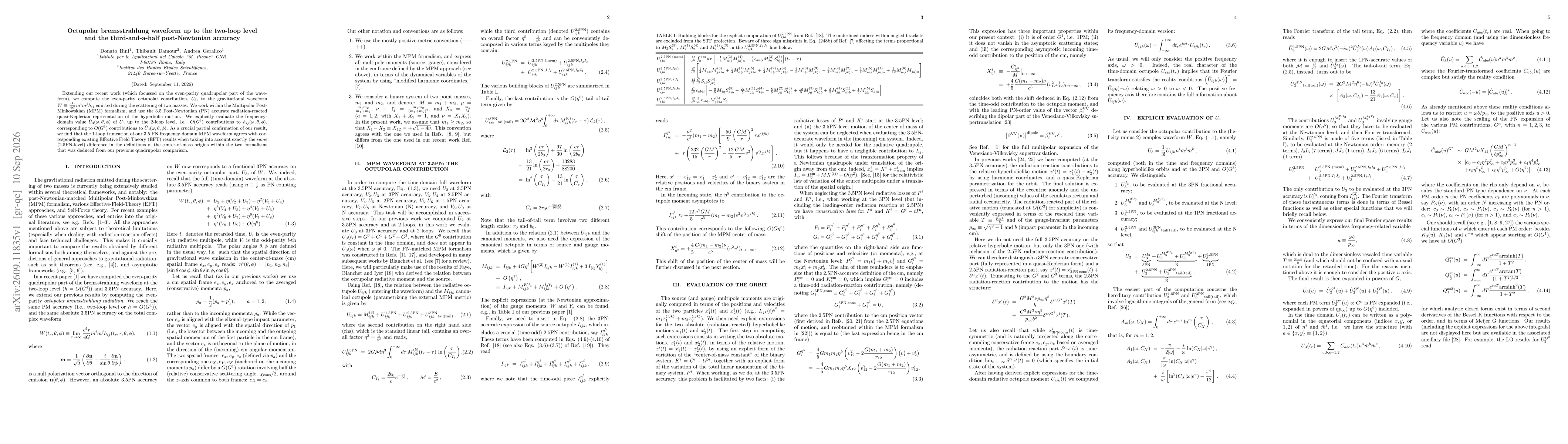 Thumbnail for Octupolar bremsstrahlung waveform up to the two-loop level and the third-and-a-half post-Newtonian accuracy