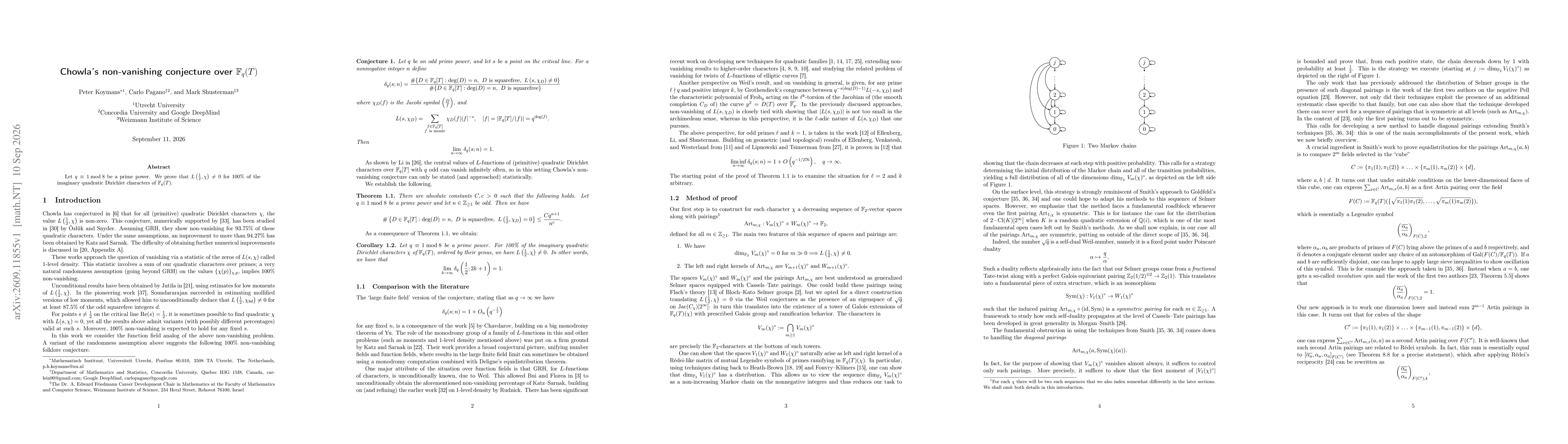 Thumbnail for Chowla's non-vanishing conjecture over $\mathbb{F}_q(T)$
