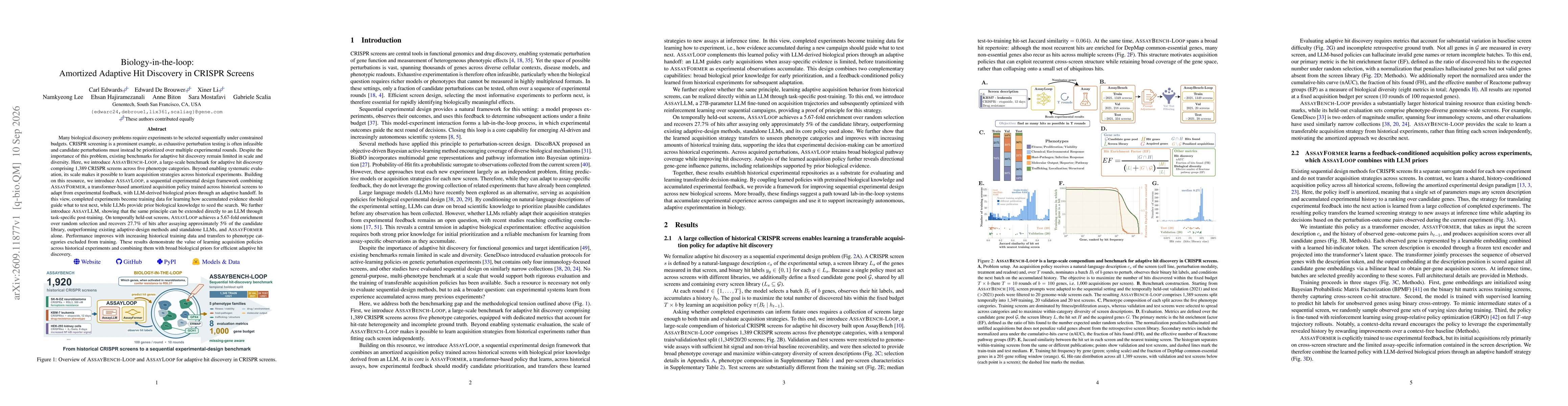 Thumbnail for Biology-in-the-loop: Amortized Adaptive Hit Discovery in CRISPR Screens