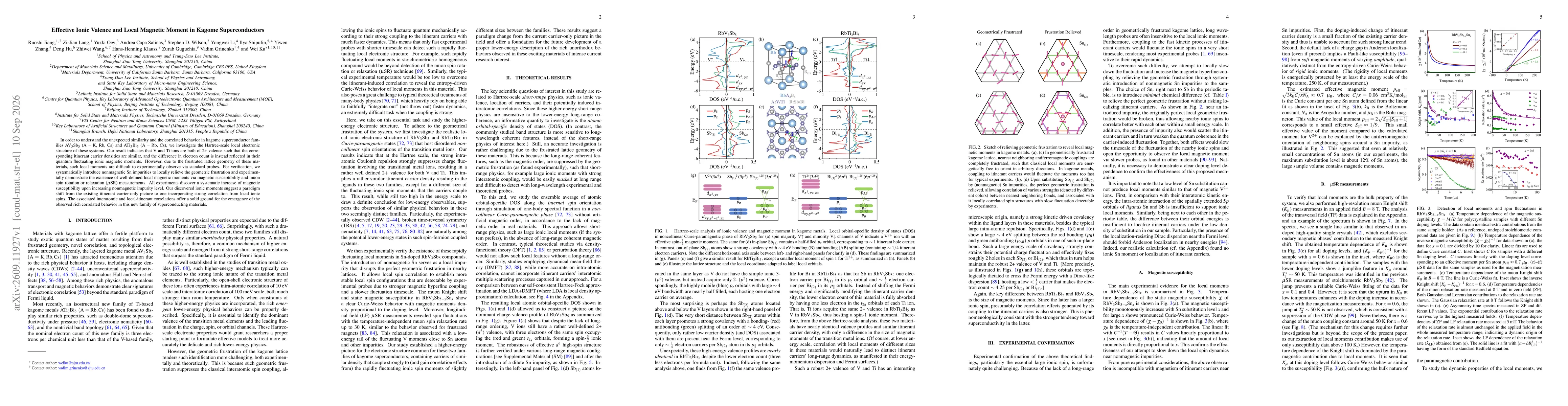 Thumbnail for Effective Ionic Valence and Local Magnetic Moment in Kagome Superconductors