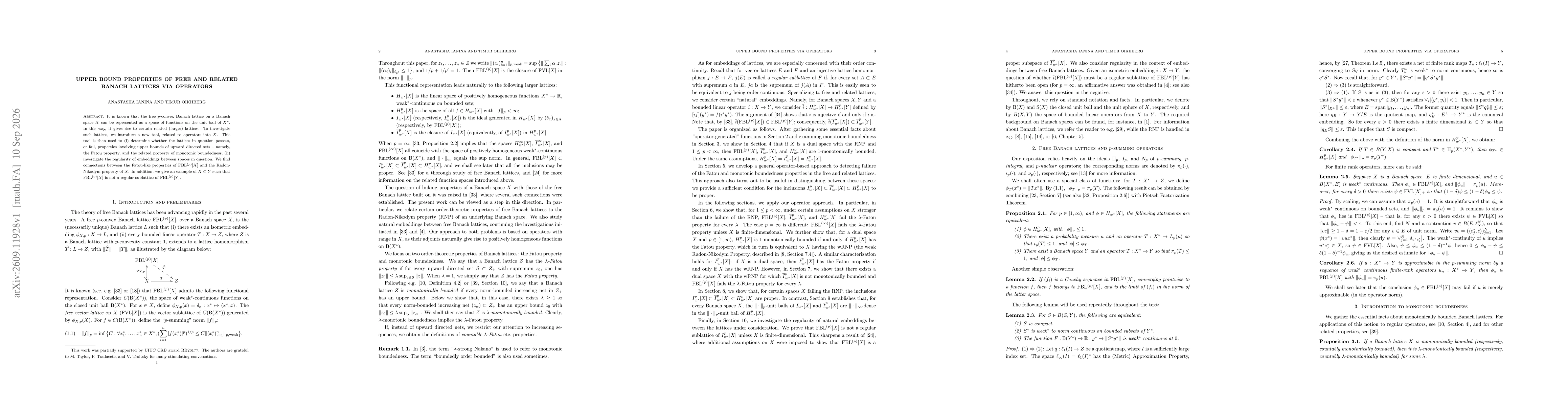 Thumbnail for Upper bound properties of free and related Banach lattices via operators