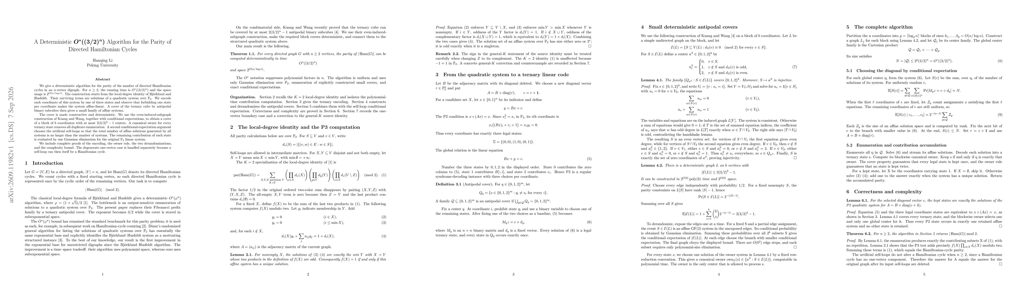 Thumbnail for A Deterministic $O^*((3/2)^n)$ Algorithm for the Parity of Directed Hamiltonian Cycles