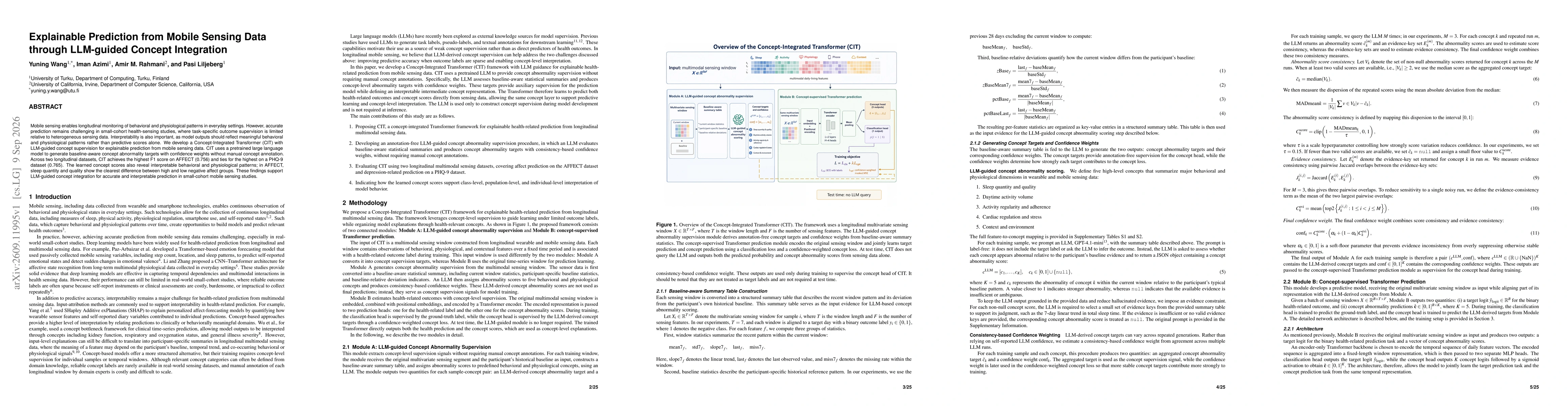 Thumbnail for Explainable Prediction from Mobile Sensing Data through LLM-guided Concept Integration