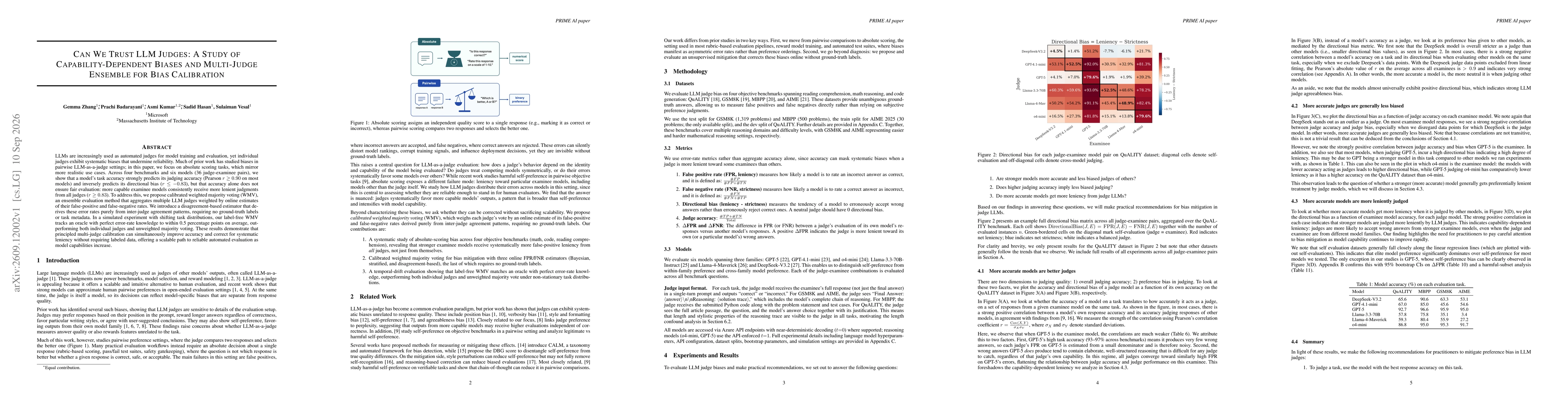 Thumbnail for Can We Trust LLM Judges: A Study of Capability-Dependent Biases and Multi-Judge Ensemble for Bias Calibration