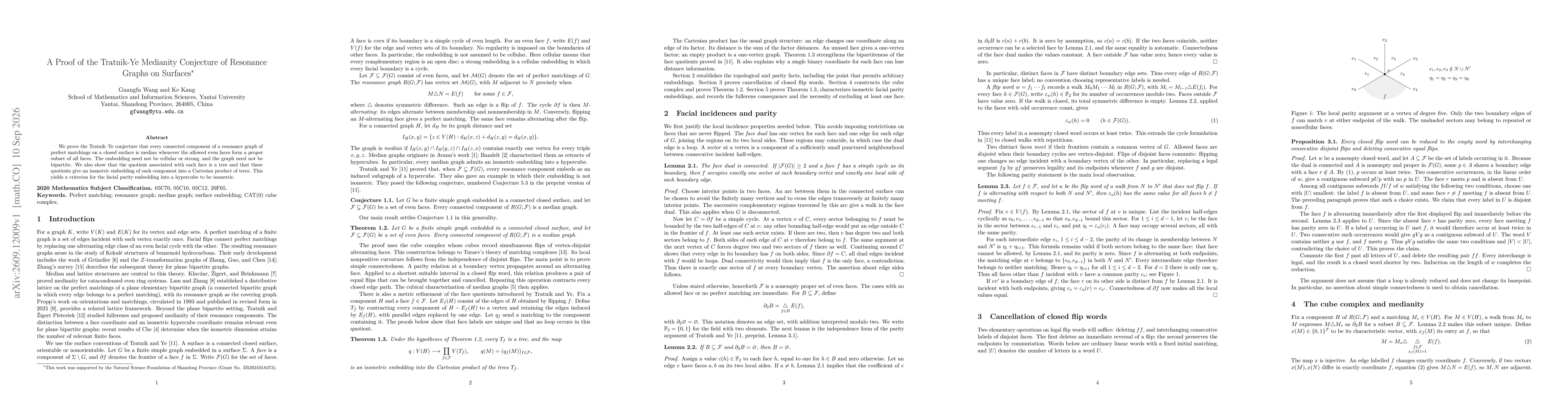 Thumbnail for A Proof of the Tratnik-Ye Medianity Conjecture of Resonance Graphs on Surfaces