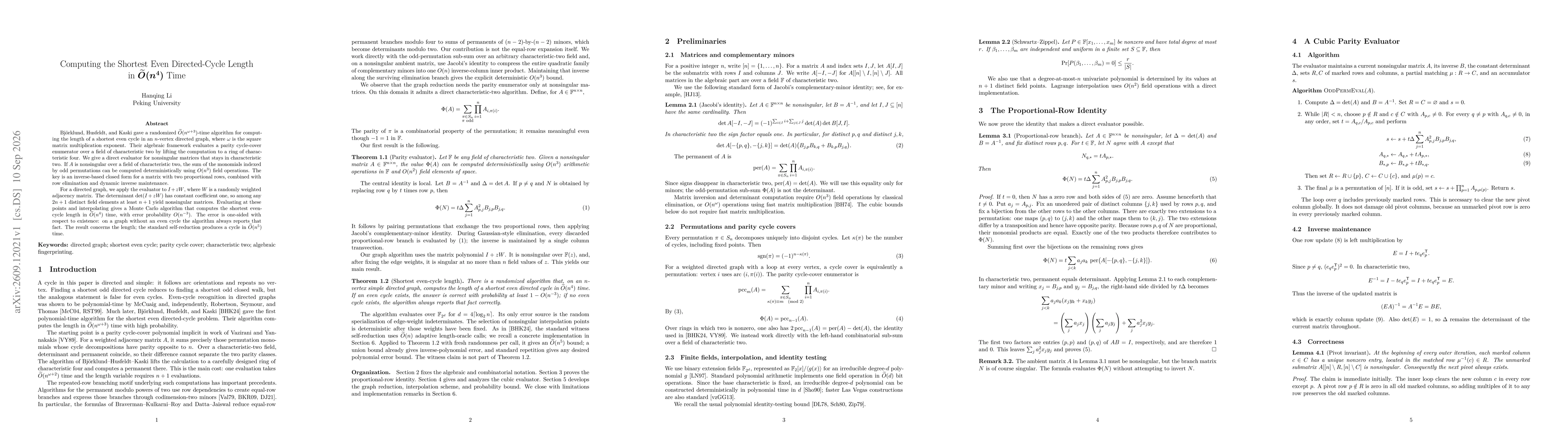 Thumbnail for Fast Odd-Permutation Sums in Characteristic Two and Shortest Even Directed Cycles