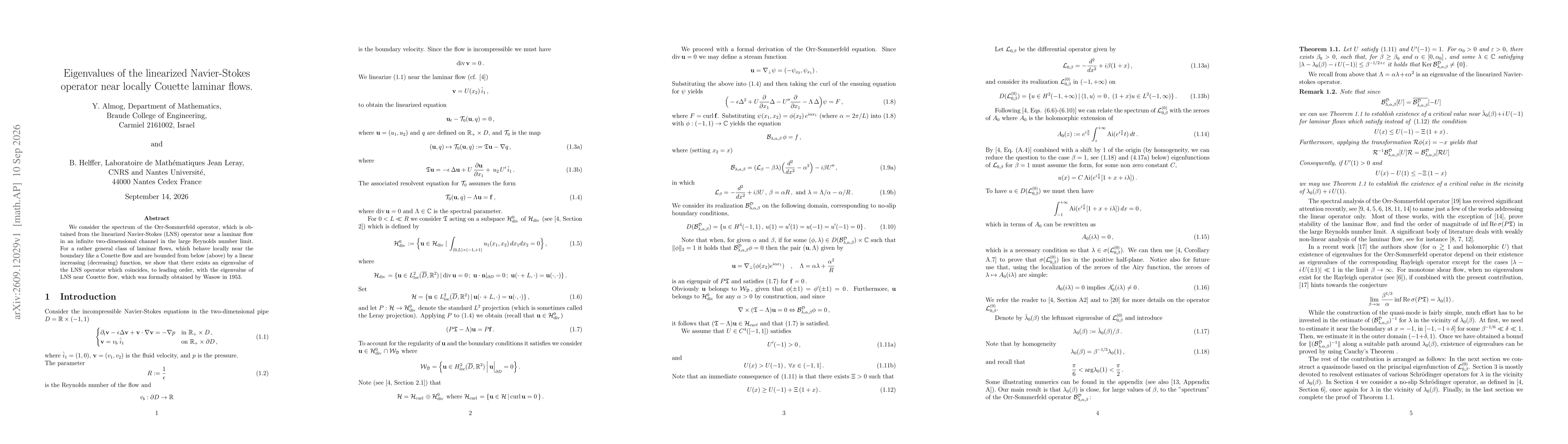 Thumbnail for Eigenvalues of the linearized Navier-Stokes operator near locally Couette laminar flows
