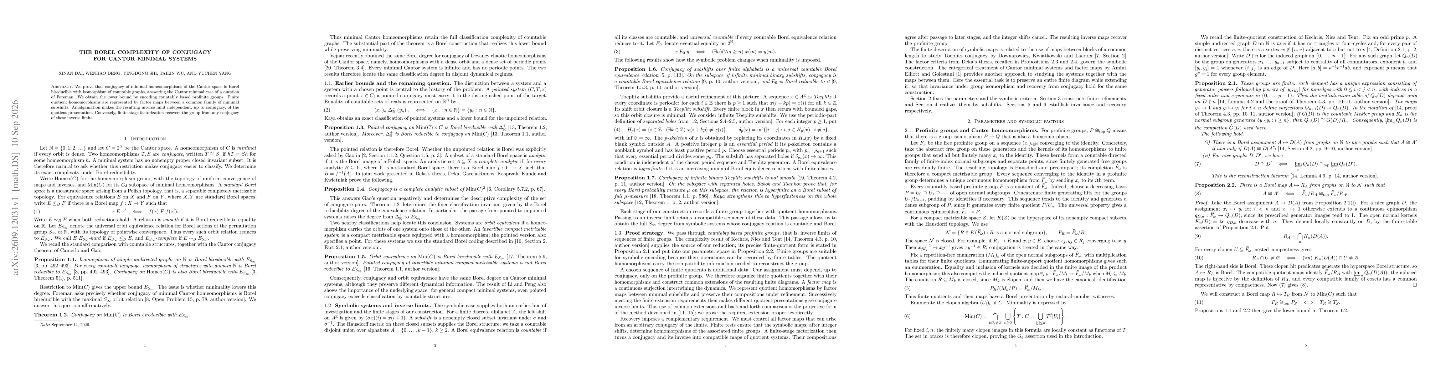 Thumbnail for The Borel complexity of conjugacy for Cantor minimal systems