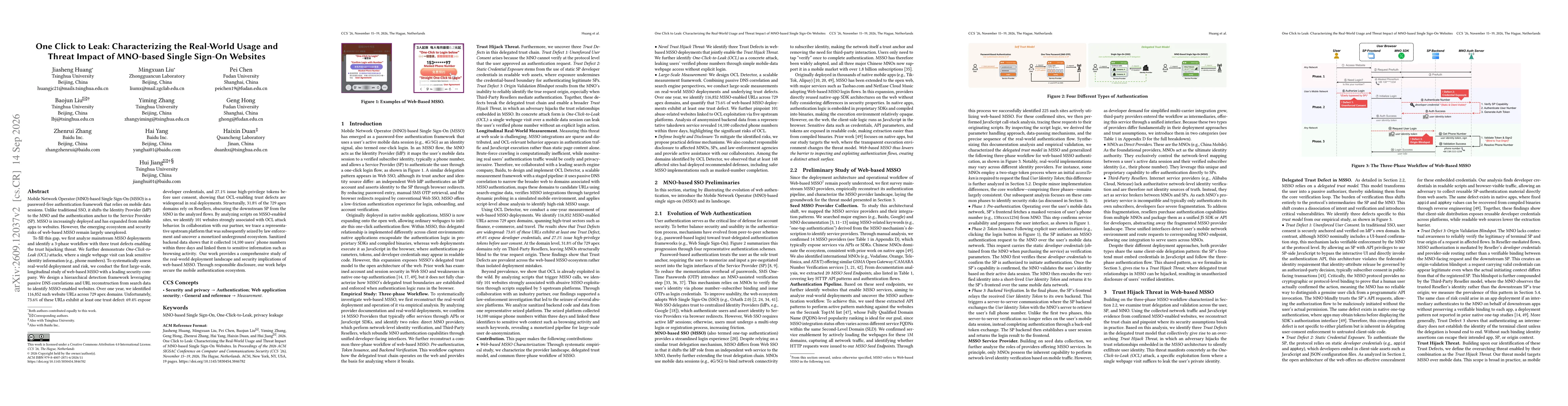Thumbnail for One Click to Leak: Characterizing the Real-World Usage and Threat Impact of MNO-based Single Sign-On Websites