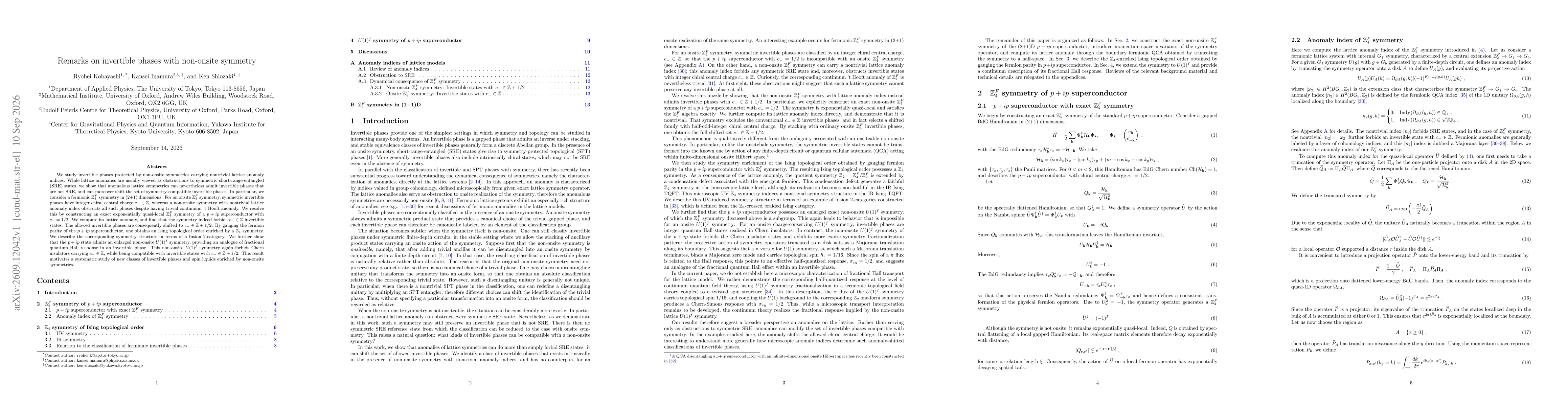 Thumbnail for Remarks on invertible phases with non-onsite symmetry