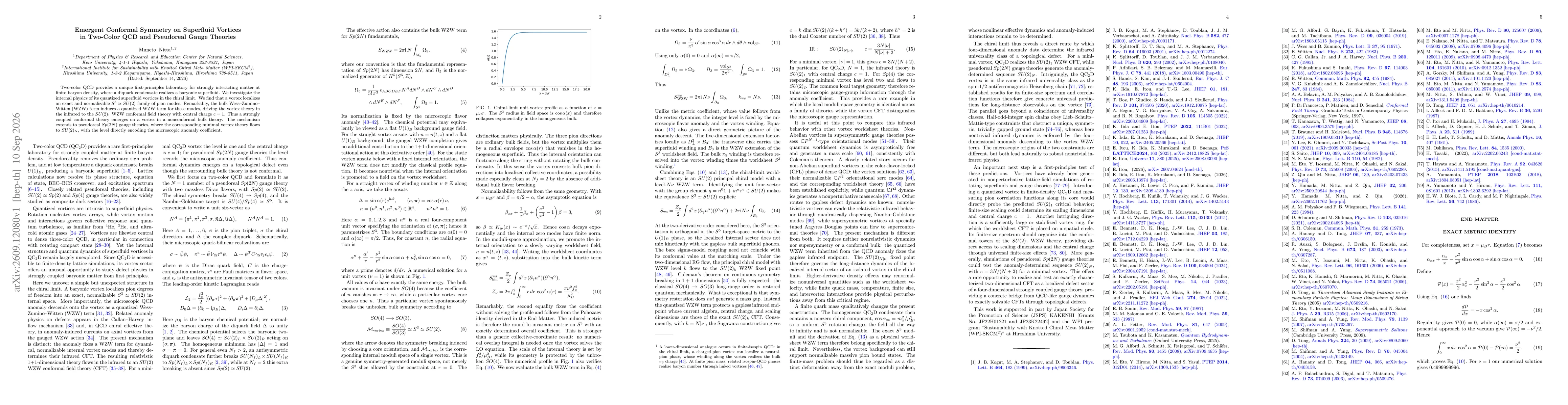 Thumbnail for Emergent Conformal Symmetry on Superfluid Vortices in Two-Color QCD and Pseudoreal Gauge Theories