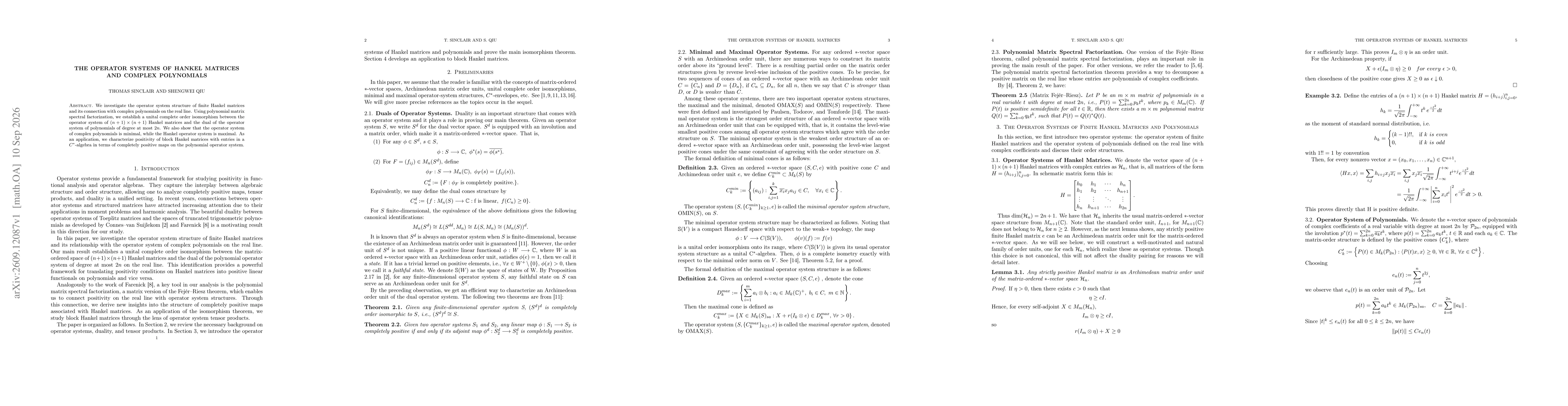 Thumbnail for The Operator Systems of Hankel Matrices and Complex Polynomials