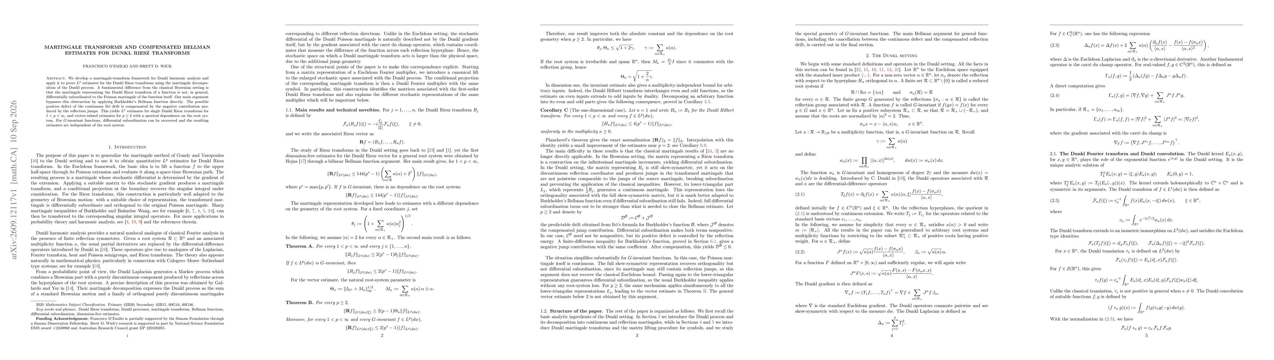 Thumbnail for Martingale Transforms and Compensated Bellman Estimates for Dunkl Riesz Transforms