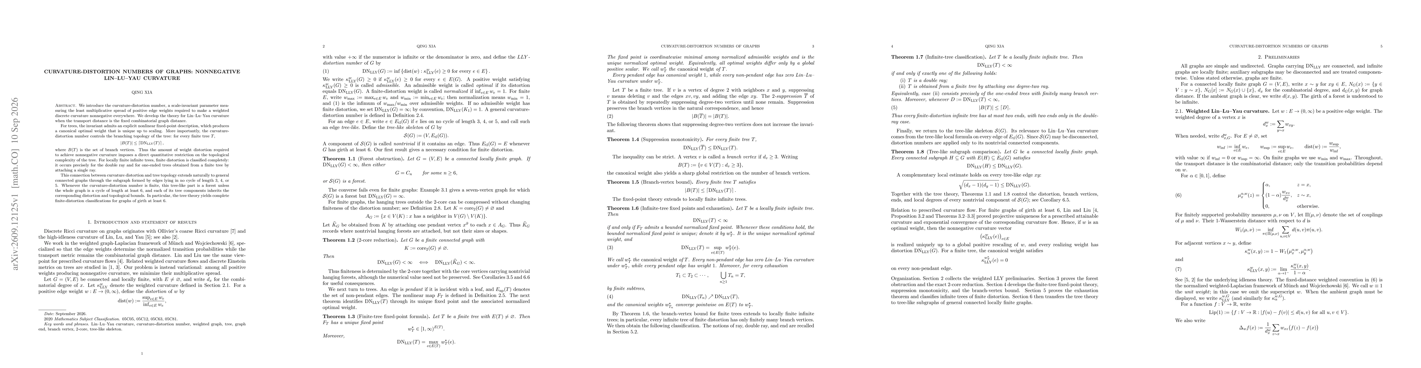 Thumbnail for Curvature-Distortion Numbers of Graphs: Nonnegative Lin--Lu--Yau Curvature