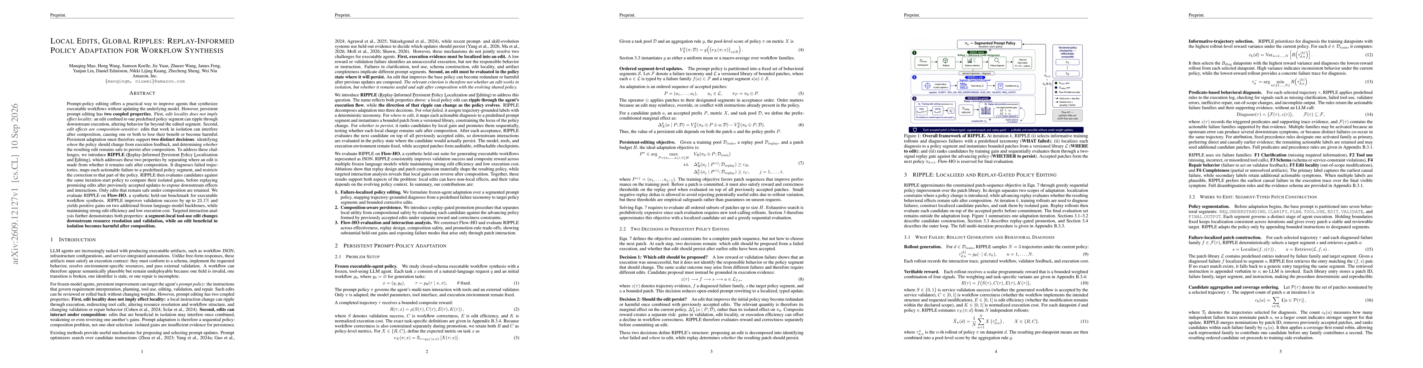 Thumbnail for Local Edits, Global Ripples: Replay-Informed Policy Adaptation for Workflow Synthesis