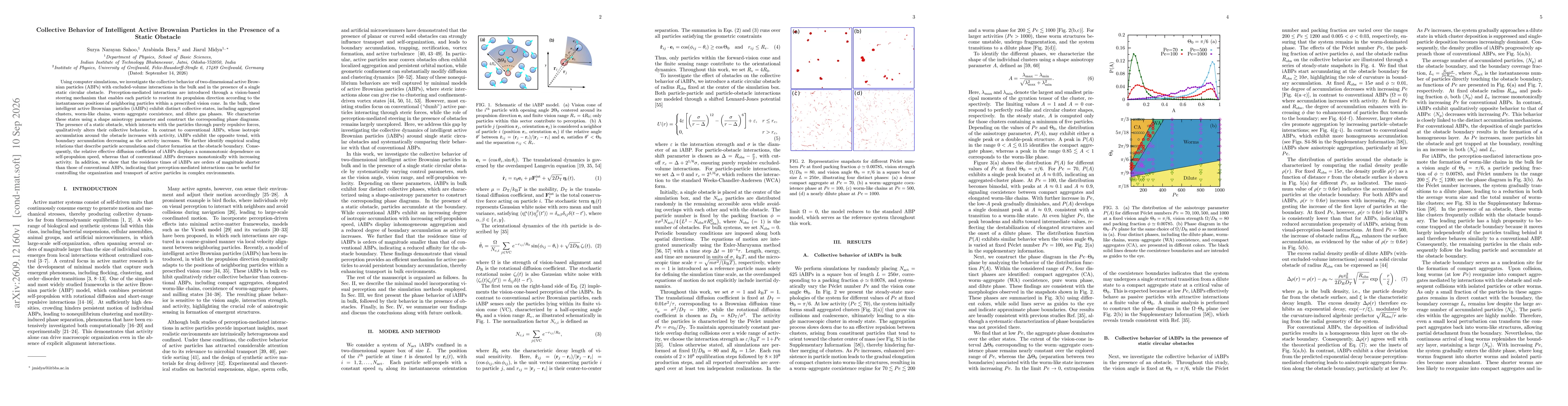 Thumbnail for Collective Behavior of Intelligent Active Brownian Particles in the Presence of a Static Obstacle