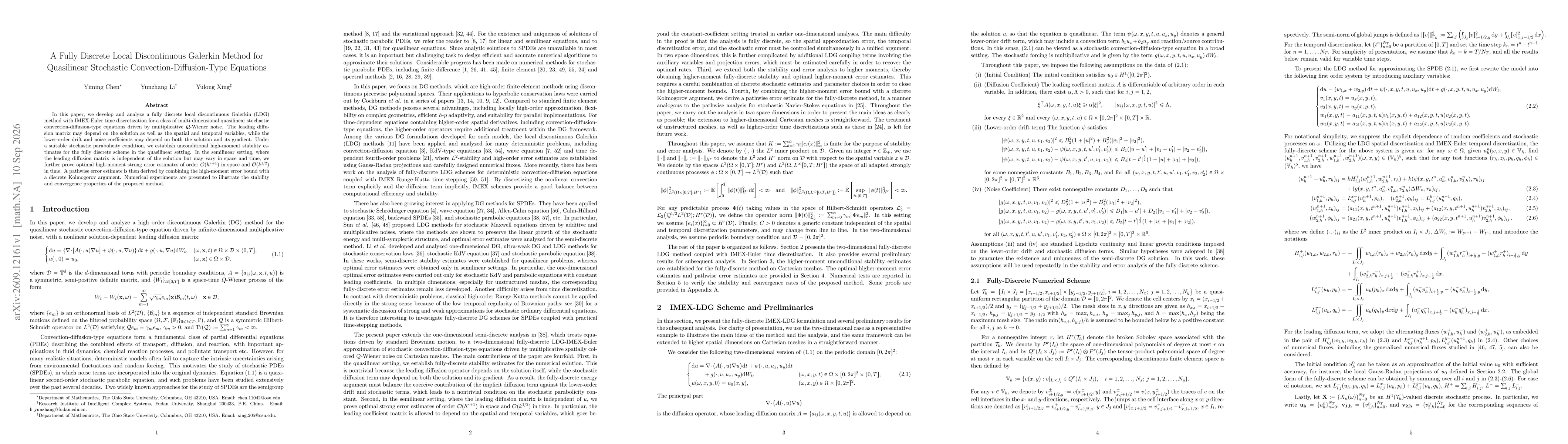 Thumbnail for A Fully Discrete Local Discontinuous Galerkin Method for Quasilinear Stochastic Convection-Diffusion-Type Equations