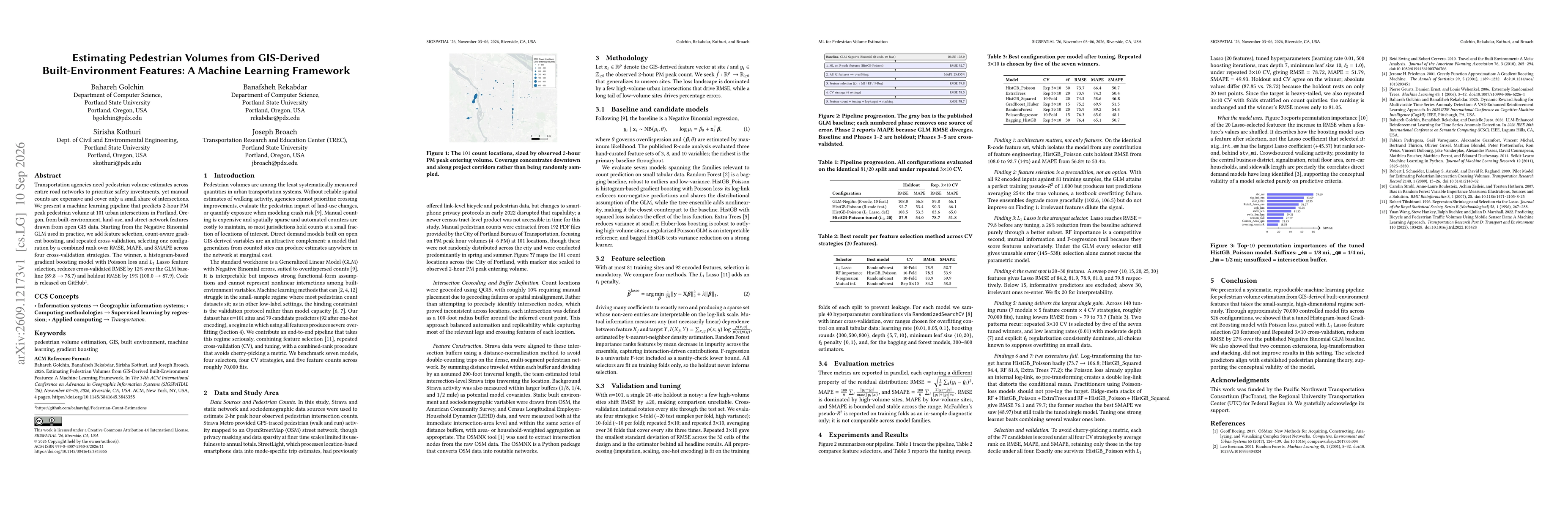 Thumbnail for Estimating Pedestrian Volumes from GIS-Derived Built-Environment Features: A Machine Learning Framework