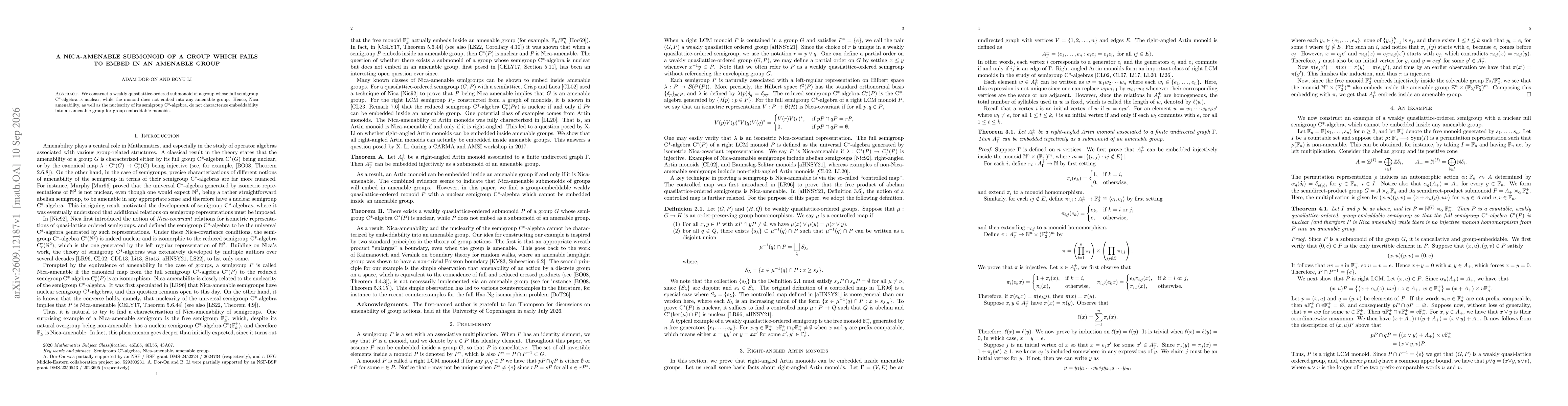 Thumbnail for A Nica-amenable submonoid of a group which fails to embed in an amenable group