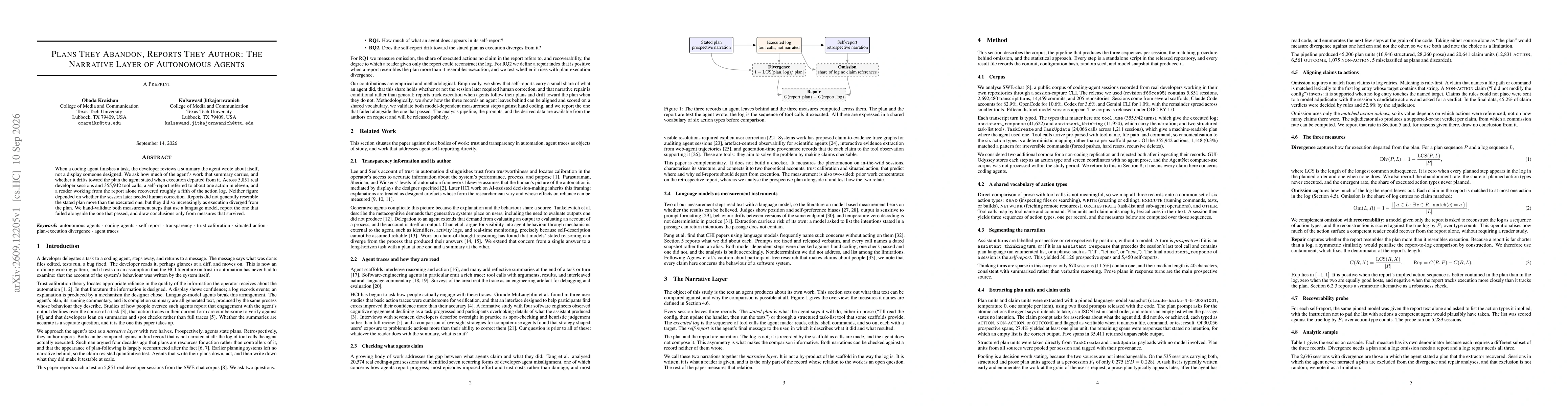 Thumbnail for Plans They Abandon, Reports They Author: The Narrative Layer of Autonomous Agents