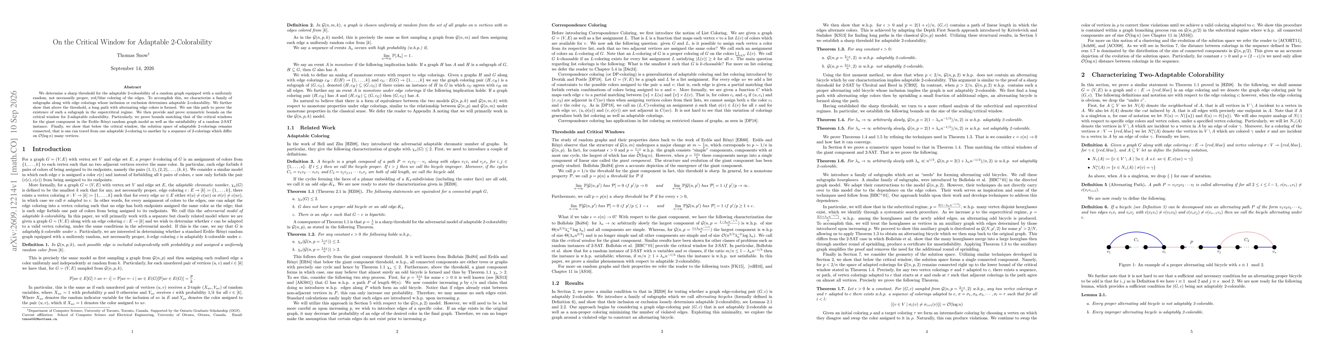 Thumbnail for On the Critical Window for Adaptable 2-Colorability
