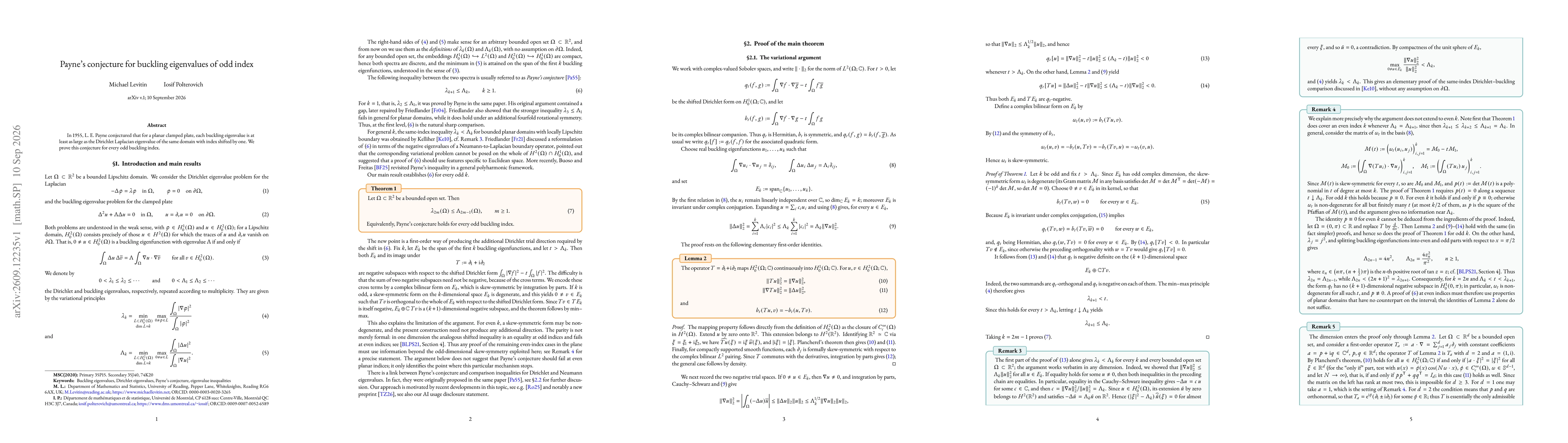 Thumbnail for Payne's conjecture for buckling eigenvalues of odd index