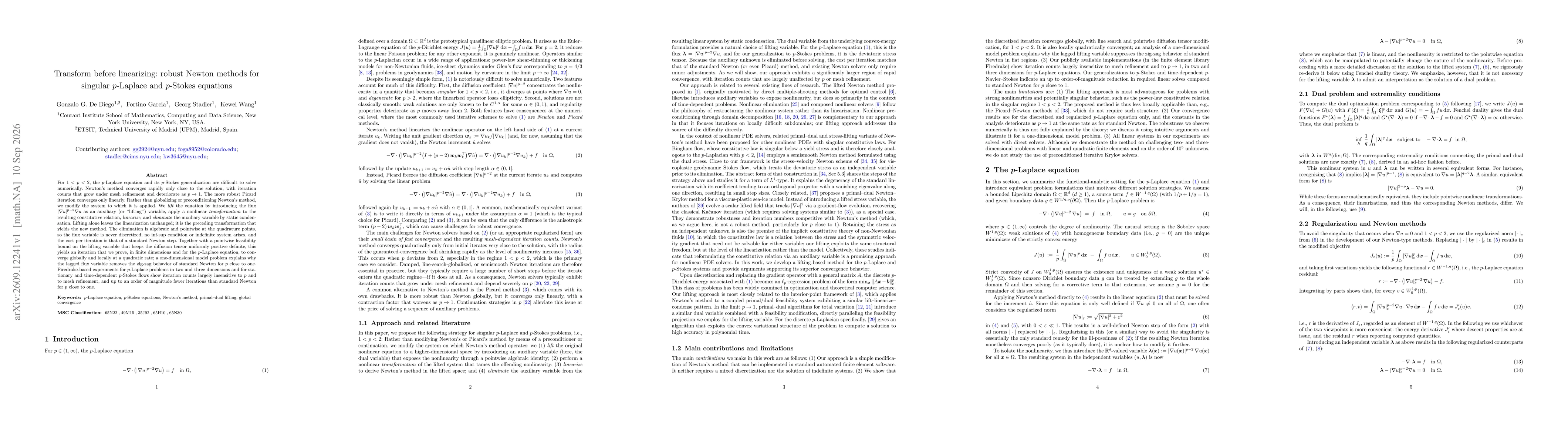 Thumbnail for Transform before linearizing: robust Newton methods for singular $p$-Laplace and $p$-Stokes equations