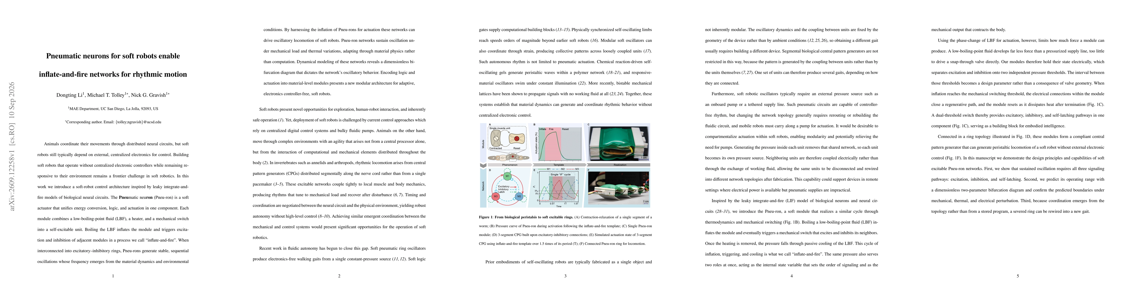 Thumbnail for Pneumatic neurons for soft robots enable inflate-and-fire networks for rhythmic motion