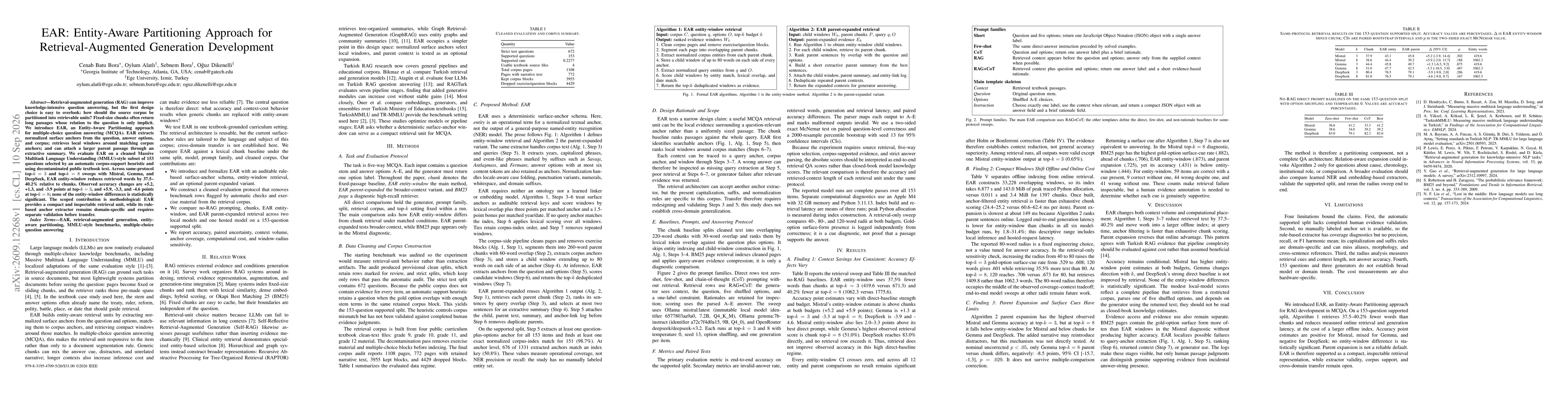Thumbnail for EAR: Entity-Aware Partitioning Approach for Retrieval-Augmented Generation Development