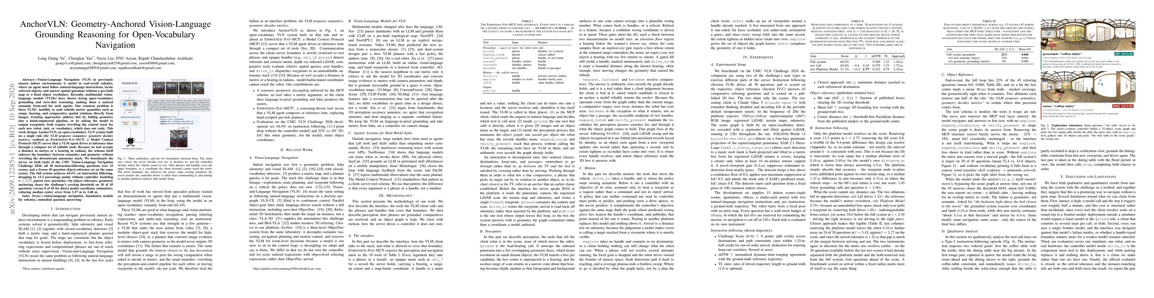 Thumbnail for AnchorVLN: Geometry-Anchored Vision-Language Grounding Reasoning for Open-Vocabulary Navigation