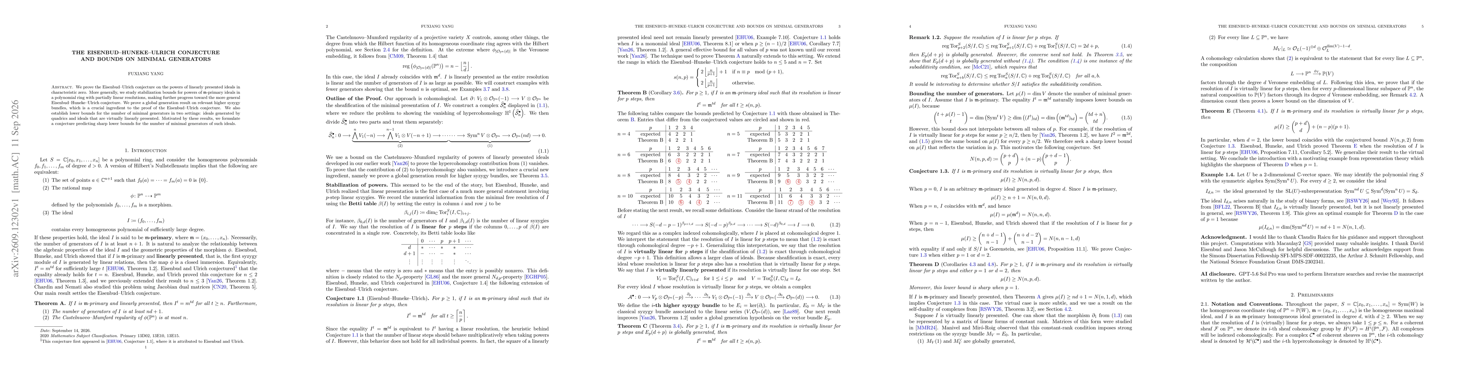 Thumbnail for The Eisenbud-Huneke-Ulrich conjecture and bounds on minimal generators