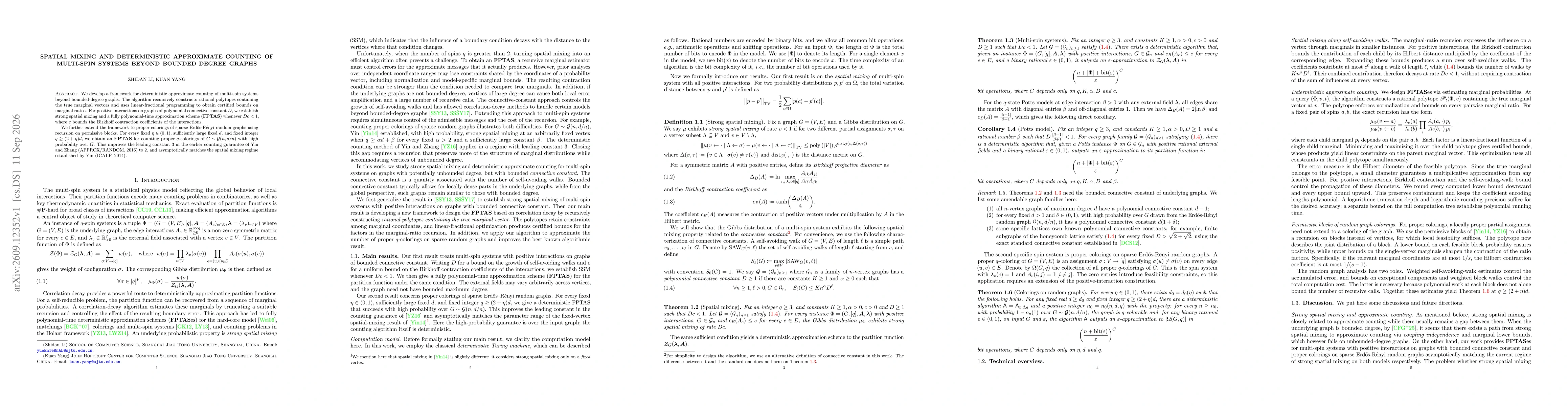 Thumbnail for Spatial Mixing and Deterministic Approximate Counting of Multi-spin Systems beyond Bounded Degree Graphs