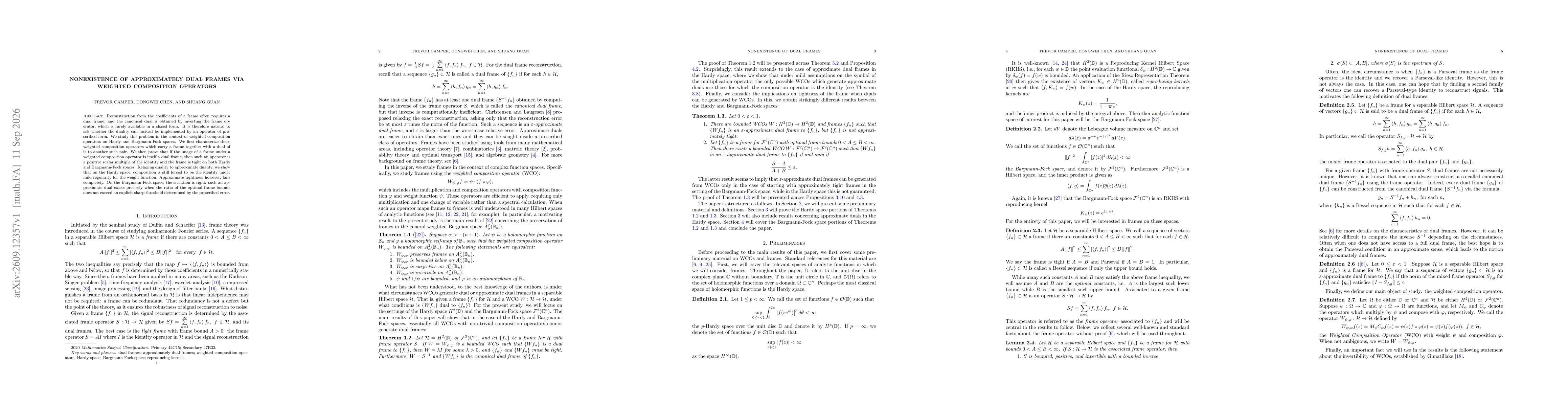 Thumbnail for Nonexistence of Approximately Dual Frames via Weighted Composition Operators