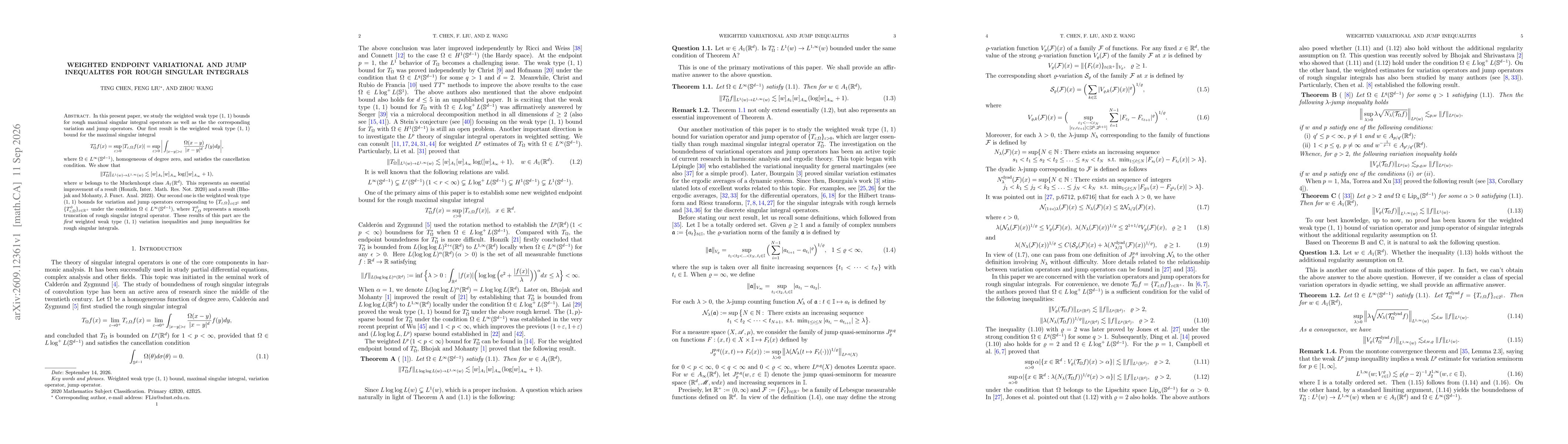 Thumbnail for Weighted Endpoint Variational and Jump Inequalites for Rough Singular Integrals