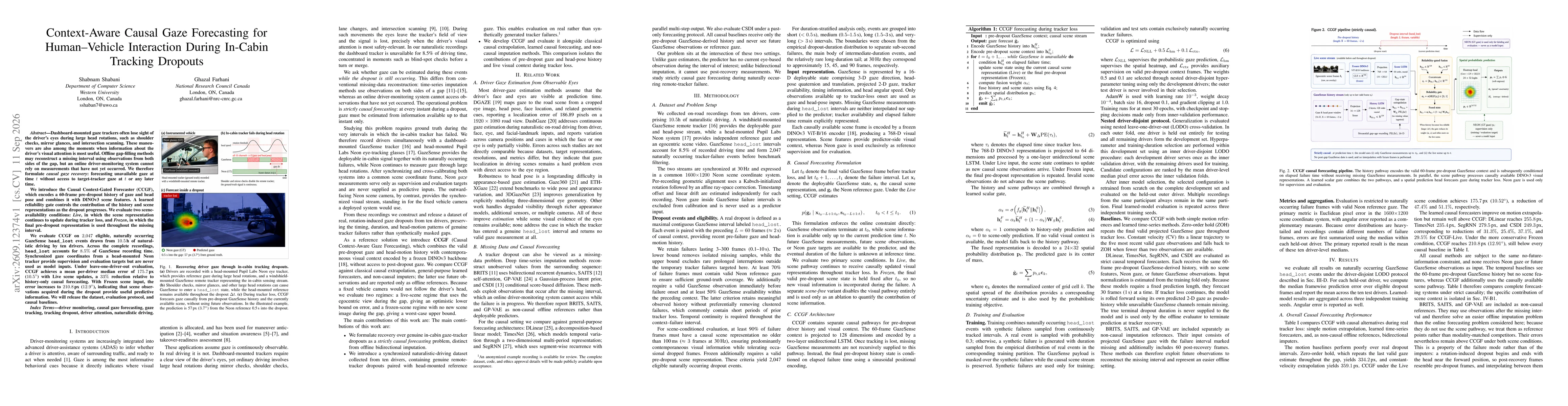 Thumbnail for Context-Aware Causal Gaze Forecasting for Human-Vehicle Interaction During In-Cabin Tracking Dropouts
