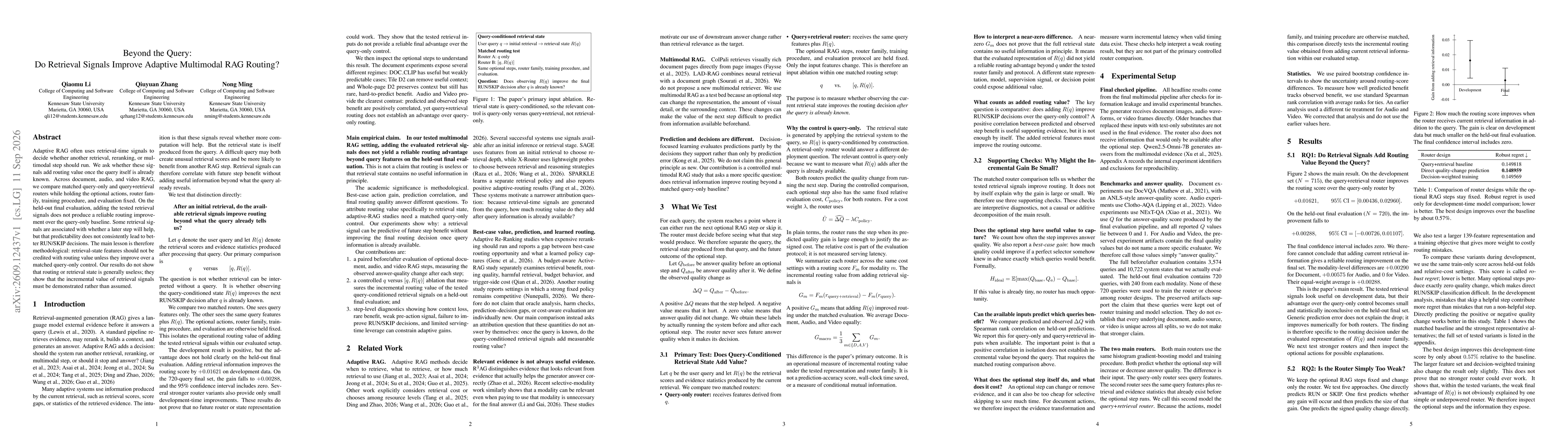 Thumbnail for Beyond the Query: Do Retrieval Signals Improve Adaptive Multimodal RAG Routing?